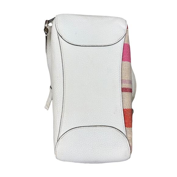 Kate Spade Leila Flap Striped Canvas Backpack Pebbled Leather Pink White main image 4